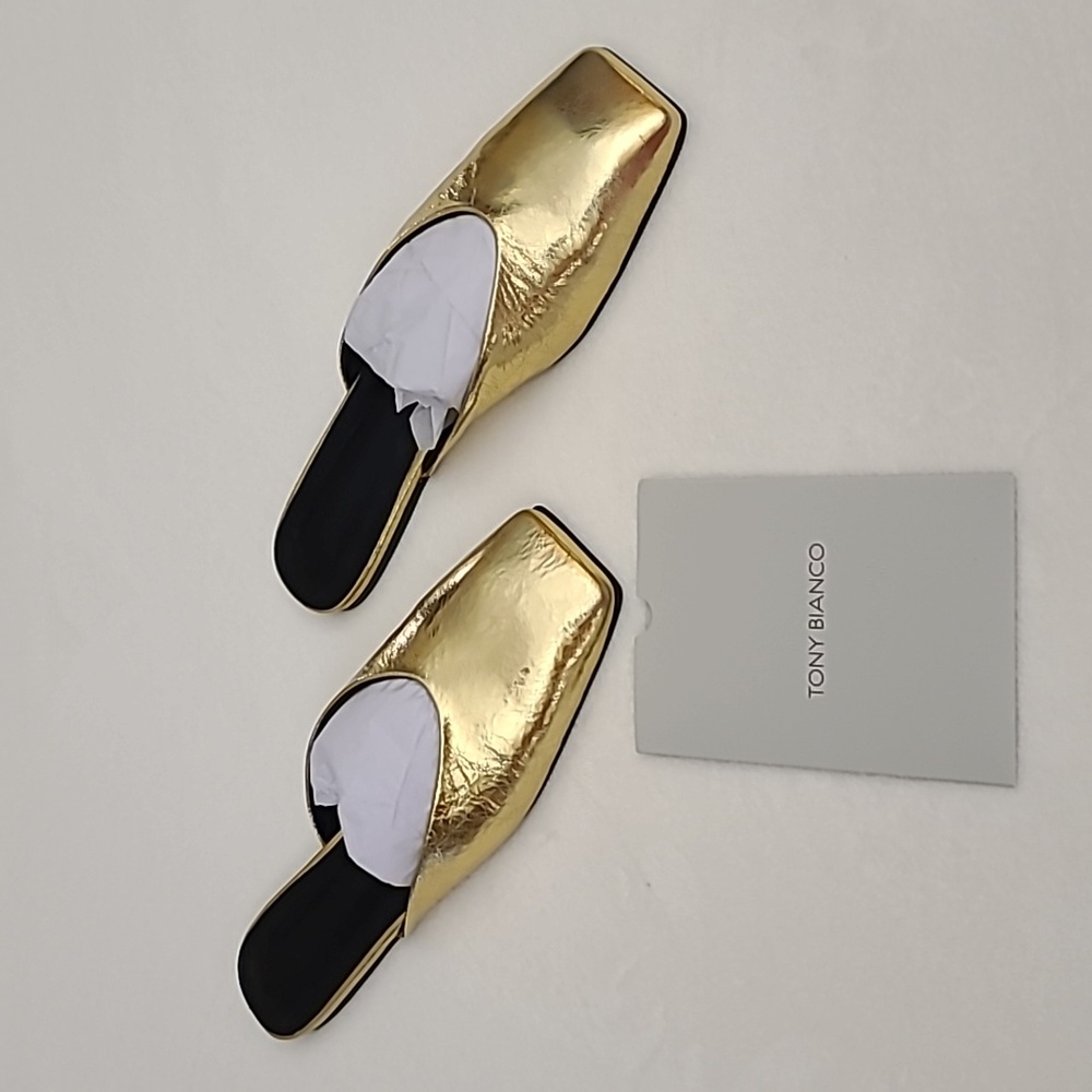 NIB Tony Bianco Harry Flat Gold Flat Mules Size 8 - Picture 2 of 7